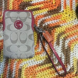 Coach Signature Beige and Red Phone Case